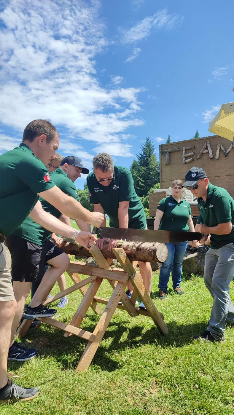 Sägen beim Holzfäller Wettbewerb